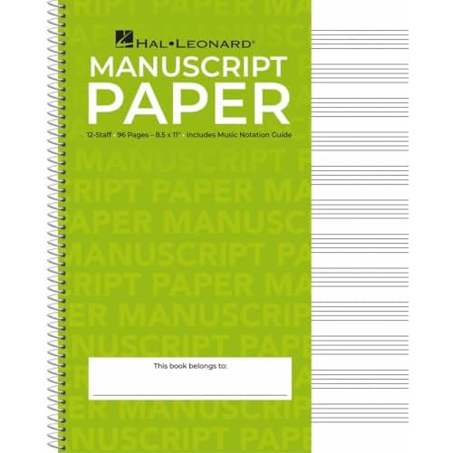 Standard Wirebound Manuscript Paper Green Cover | 12 Staves Per Page | Music Notation Guide for Composers, Students and Musicians | Hal Leonard Spiral-Bound Staff Paper Spiral-bound – February 1, 1986