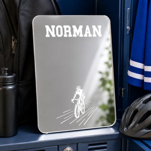 Personalized Sports Player Fan Team Club Locker Mirror Magnet – Back to School Decor, Colorful Magnetic Organizer Accessory for Gym, Home, Office & Refrigerator (Cyclist)