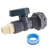 Waziaqoc PVC Rain Barrel Faucet Kit, 3/4 Inch PVC Barrel Valve with Fitting and Hose Adapter, Water
