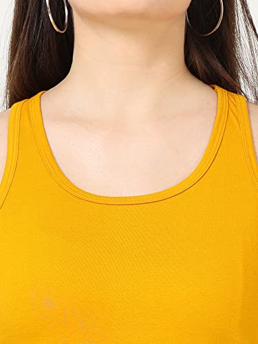 Image of FLEXIMAA Women's Cotton Plain Round Neck Sleeveless T-Shirt