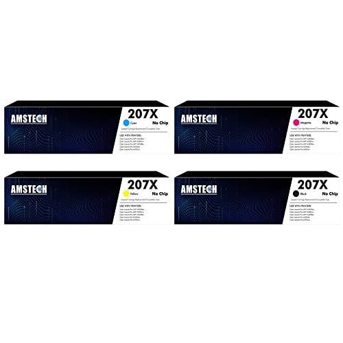 4er-Pack Kein Chip 207X 207A Multipack Tonerkartusche als Ersatz für HP Color Laserjet Pro MFP M283fdw Toner M255dw M282nw M283fdn M255nw W2210A W2210X W2211X W2212X W2213X - Schwarz Cyan Gelb Magenta Cover