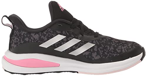 adidas Tênis de corrida unissex infantil Fortarun, Preto/Prata Metálico/Rosa Bliss, 11.5 Little Kid