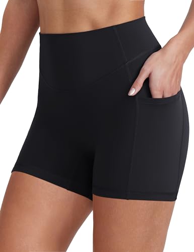 ENERBLOOM Biker Shorts Pockets, Spandex Workout Shorts,