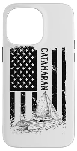 �Z�[�����O���b�g�A�Z�[�����O�Z�C���{�[�g�A�J�^�}�����{�[�g, USA-Flag Catamaran-boat �X�}�z�P�[�X iPhone 14 Pro Max �p