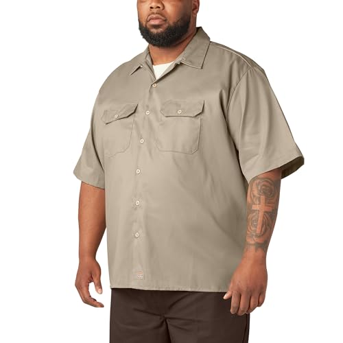 Image of Dickies Men's Short Sleeve Flex Work Shirt - Mechanic & Construction Button Down Shirt, Durable Twill