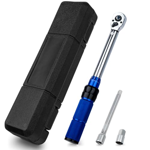 Dinamométrica 1/4', Llave de torsión 2-24 Nm, Precisión ± 3% con Botón de liberación rápida, Cabeza de trinquete Reversible, Barra de extensión, 3/8' Adaptador para Bicicletas Carretera y