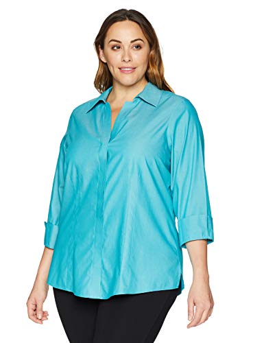 Foxcroft Plus Size Womens Taylor Essential Non-Iron Blouse, Emerald Cut, 16W