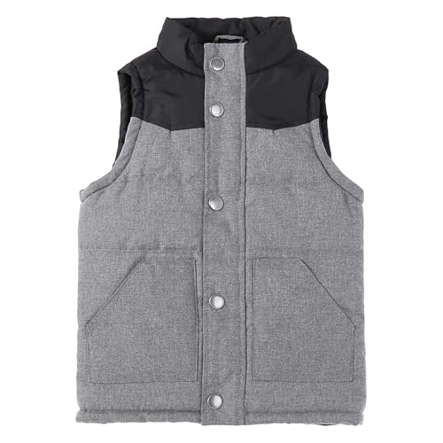 Bienzoe Boys Puffer Sleeveless Vest: Button Up Toddler Winter Warm Quilted Lightweight Casual Outdoor Coat