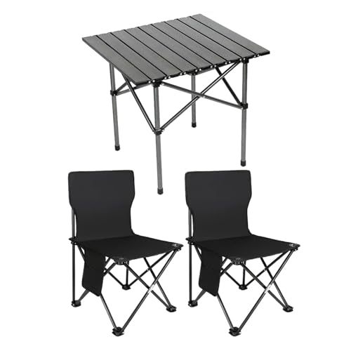 Ensemble 3 pièces table de camping pliable avec chaises pour moments de partage et voyage nature - 2