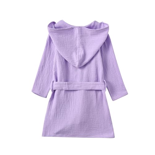 Image of TADO MUSLIN Organic Cotton Toddler Bathrobe, Soft and Breathable Baby Robe for Kid, Boy& Girl Hooded Robe Muslin