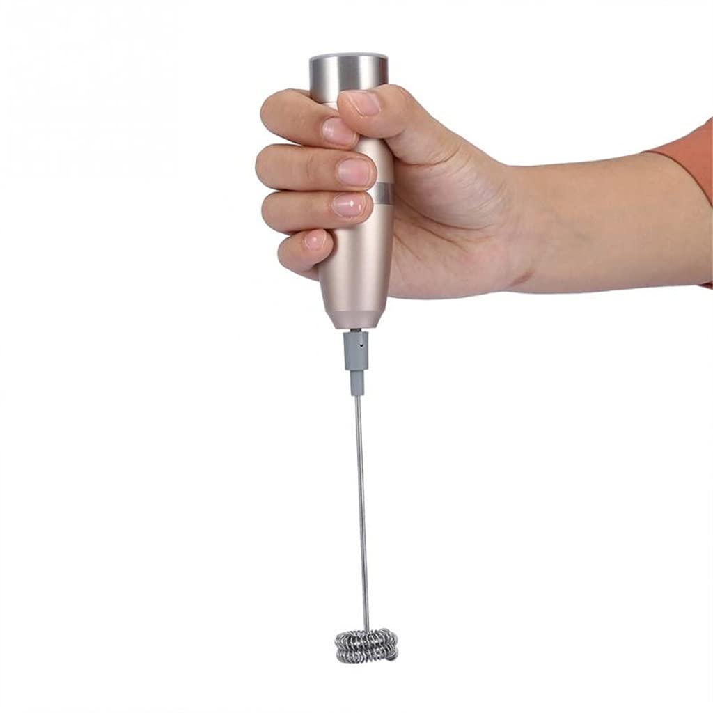 Frullatore Elettrico Montalatte Portatile Doppia Molla Frusta Testa caffè Crema Schiuma Frullatore Frullatore (Oro Rosa 24,2x3,2 Cm)
