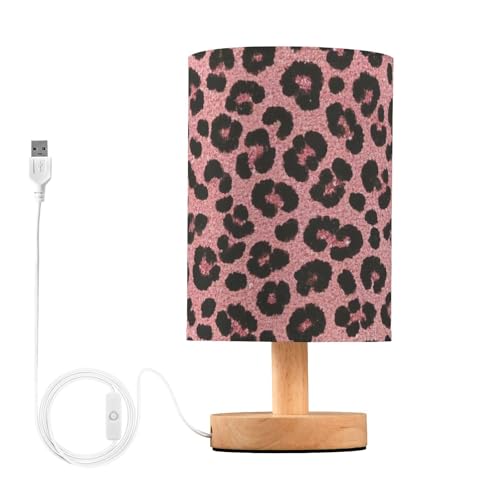 Lámpara de Mesa de Noche Rosa con Estampado Leopardo miniatura 1
