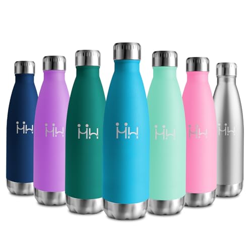 Botella Termica 500ml, Botella Agua sin BPA, Botella Agua Acero Inoxidable con Doble Pared, Cantimplora Reutilizable a Prueba de Fugas para Gimnasio, Oficina, Colegio, Senderismo, Deporte, Outdoor