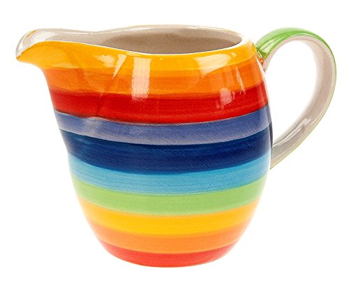 Windhorse RAINBOW rayas cerámica jarra de leche pequeña  9 cm  200 ml