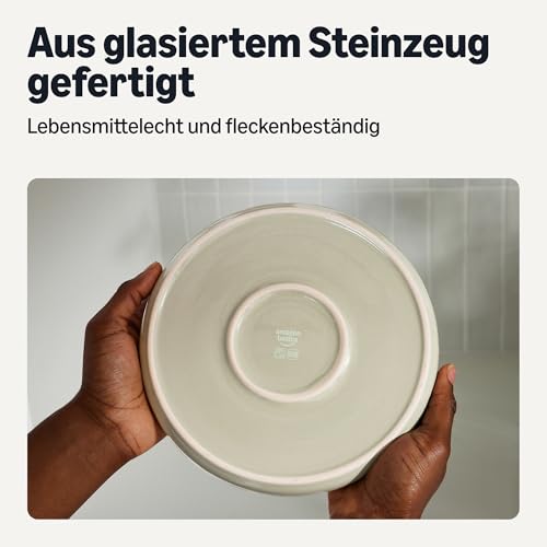 Amazon Basics Glasiertes Steingutgeschirr, 18-Teiliges Set, 6 Komplette Gedecke, Spülmaschinenfest, Elfenbeinfarben – Bild 3