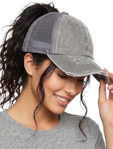 Image of Funky Junque Womens Baseball Cap Dad Hat Ponytail Messy Bun Trucker Ponycap