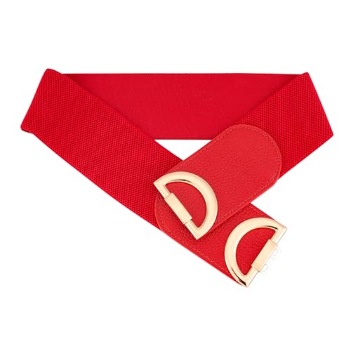 CHIC DIARY Women Wide Elastic Dress Belt Stretch Wide Belt Fashion Chunky Cinch Leather Waistband with Buckle2