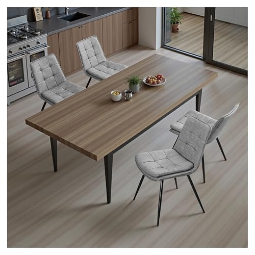 STOOLINK Esszimmerstühle 4er Set, Stühle Esszimmer aus Mikrofaser-Leder, Gepolsterter Küchenstuhl mit Rückenlehne, Armloser Essstühle mit Ziersteppung, für Esszimmer, Wohnzimmer - Grau