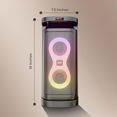 Image of UBON Rockstar SP-29 30W Bluetooth Party Speaker with Wireless Mic | Karaoke Mode | 10-Hour Battery | RGB Lights | Remote Control | Multi Connectivity Mode (Black)