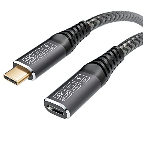 CAKOBLE USB-C 3.2 Extender 20Gbps Data - 100W/5APD Charge, 4K@60Hz, 0.5m, Male to Female, Black,Grey, USB Type C 3.2 -0.5m