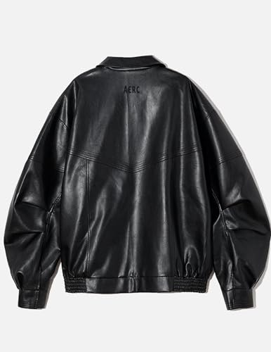Aelfric Eden Womens Leather Jacket Oversized Y2k Faux Motorcycle Bomber Moto Biker Jackets Coats2
