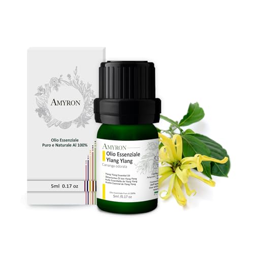 Olio Essenziale Ylang Ylang 5ml AMYRON | Canaga Odorata | Naturale E Puro Al 100% | Ideale Per Aromaterapia E Uso Terapeutico Diffusore Oli Essenziali | Massaggi | Uso Alimentare Senza OGM