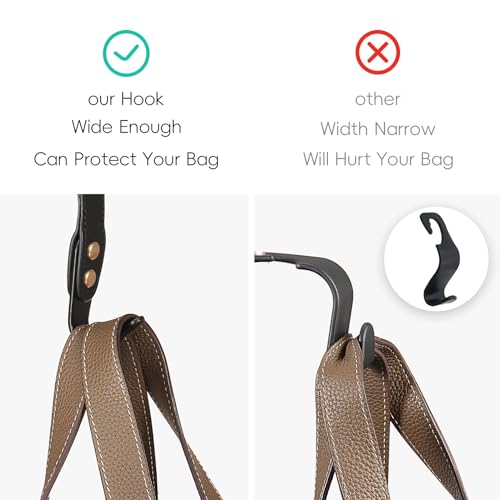 Image of 2-Pack Car Hook Holder - Leather Headrest Hooks for Purses & Bags, SUS304 (Light Brown)