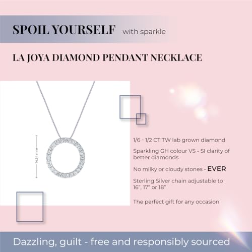 Lab Grown Circle Diamond Necklace For Women | 1/6-1 CT. TW. Real White Gold Plated 925 Sterling Silver Diamond Pendant | Ideal Gift for Her3