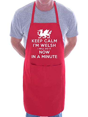 Print4U Keep Calm Im Welsh Wales BBQ Novelty Cooking Apron Red