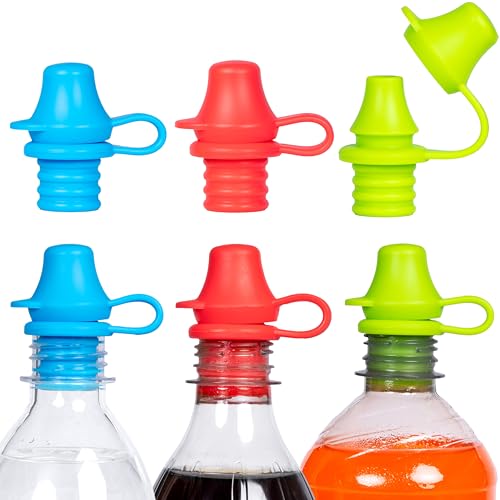 Image of Kiddikap Original Water and Juice Bottle Topper, Soft Silicone Leak Proof Spout Conversion Cap to Make Spill Proof Drinks for Toddlers, Kids, or Adults, Travel Essential - 3 Pack (Blue, Green, Red)