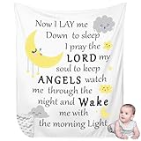 Peryiter Christian Gift for Baby Baptism Plush Baby Blanket with Dotted Backing Scripture Quote Bible Verse Blanket for Newborn Boy Girl Christening Godchild, 30 x 40 Inch