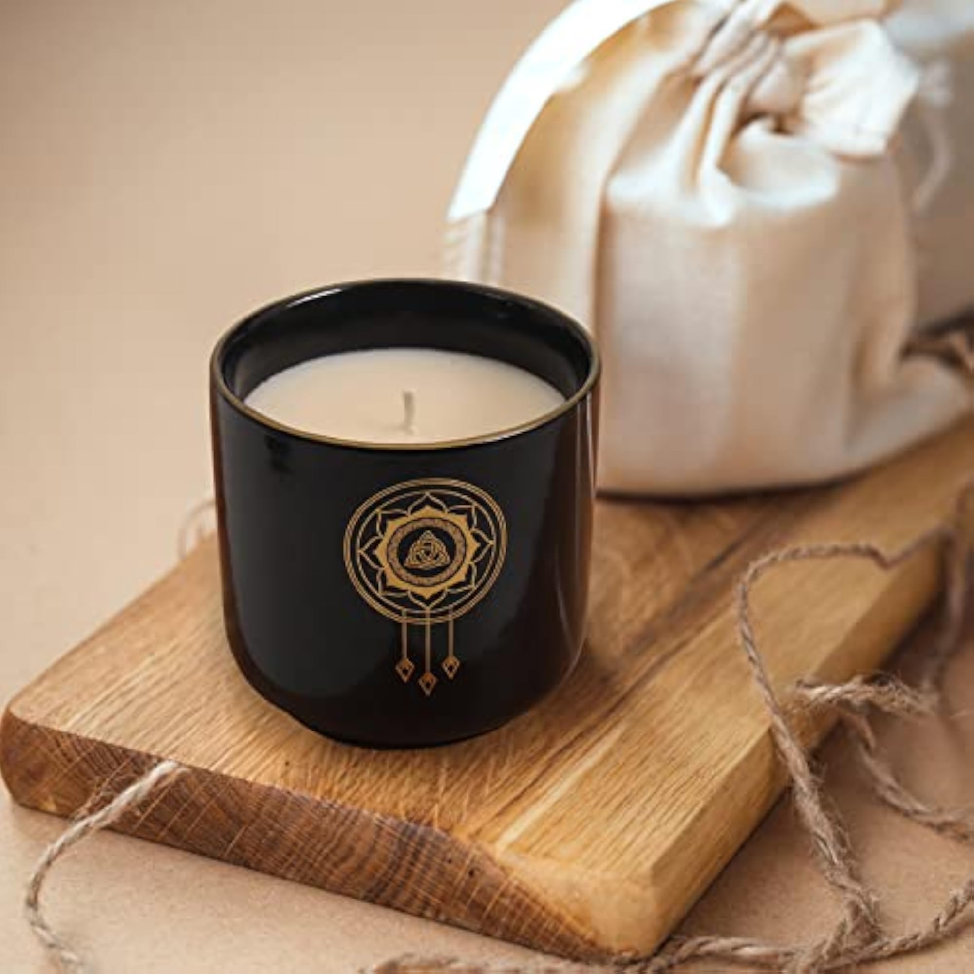 Single Wicked Ceramic Soy Wax Candle - Black Jar, Strawberry