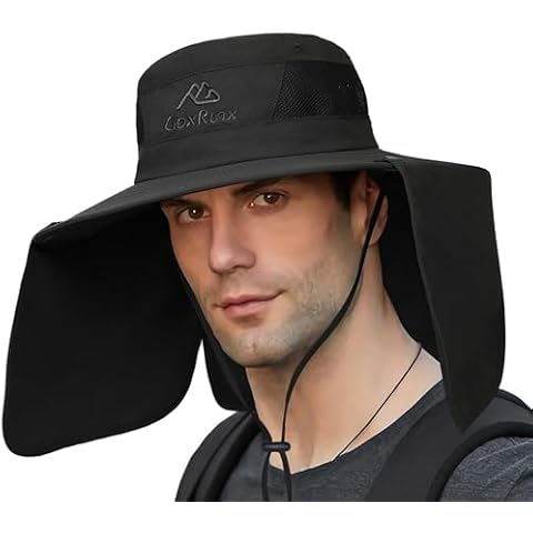 Wide Brim Sun Hats with Breathable for Fishing, Hiking (US, Alpha, One Size, Black) Cover