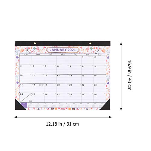 BESPORTBLE 2021 Calendário de parede mensal para pendurar na parede, calendário de parede, estampa d