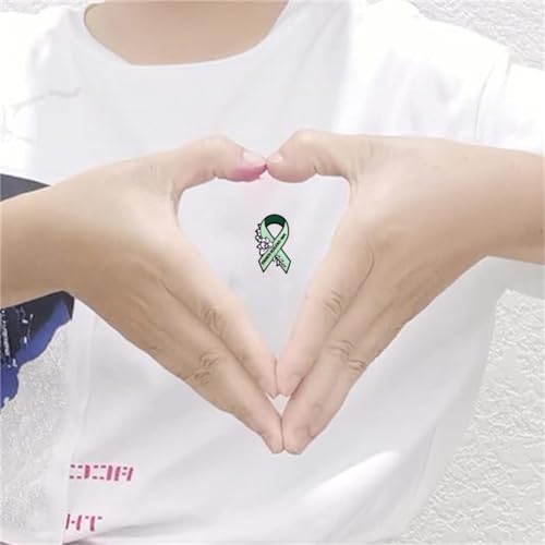 Image of Green Ribbon Enamel Lapel Pin Strength Resilience Hope Enamel Pin Mental Health Badge Hope Ribbon Pin Care Gift Accessory