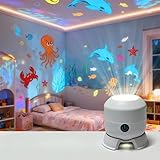 Generico Proiettore di luce LED rotante dinamico per bambini, Dimmerabile, Luce notturna girevole a 360°, Crea un'atmosfera calma e rilassante, adatta a camere da letto e soggiorni