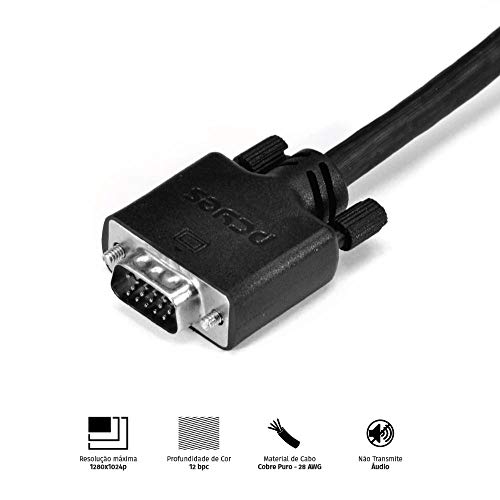 CABO DE VÍDEO VGA 3+6 15 PINOS MACHO PARA VGA 3+6 15 PINOS MACHO 28AWG PURO COBRE 40 METROS - PVM36-
