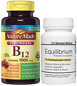 Equilibrium Probiotic and Nature Made Vitamin B12, Value Bundle of 1 Each
