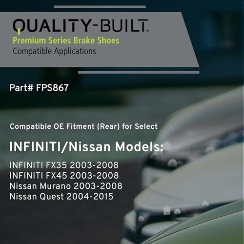 QUALITY-BUILT Rear Parking Brake Shoes, FPS867, Compatible with 2003-2015 INFINITI/Nissan (FX35,FX45,Murano,Quest) by Quality-Built - Image 2