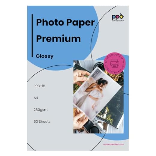 PPD Inkjet - A4 x 50 Hojas de Papel Fotográfico Brillante 280 g/m² - Calidad Profesional - Secado Instantáneo - Para Todas Impresoras de Inyección de Tinta - PPD-15-50