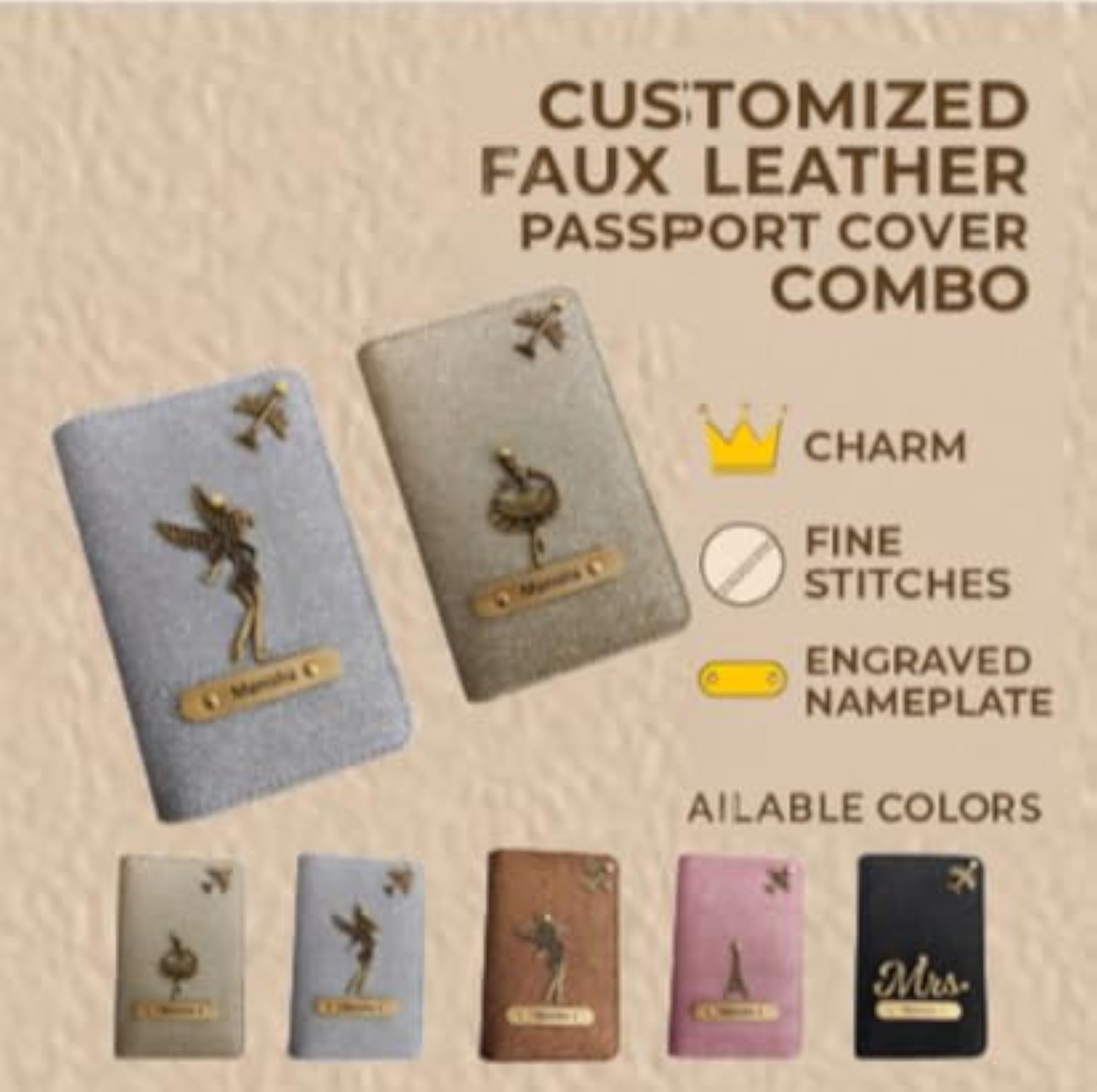 Personalised Glittered Name Passport Cover Combo Pack, Gift for Her