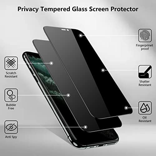 Cnarery 2 Pack Privacy Screen Protector for iPhone 11 Pro Max/iPhone XS Max 6.5 inch, Anti Spy Tempered Glass with Installation Frame, 9H Hardness, Case Friendly