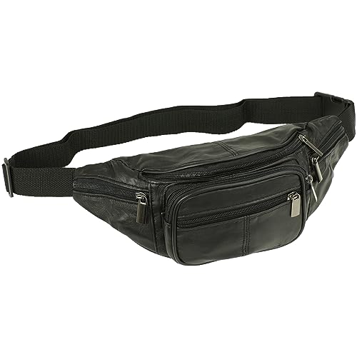 Sac banane en cuir véritable noir, Noir , Taille unique, Ceinture porte-monnaie