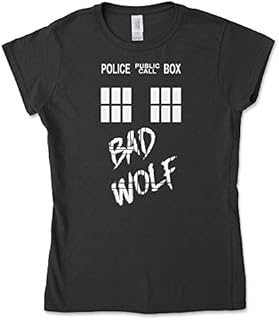GhostMonkey Women's printed T-Shirt Tardis Bad Wolf T-Shirt Black
