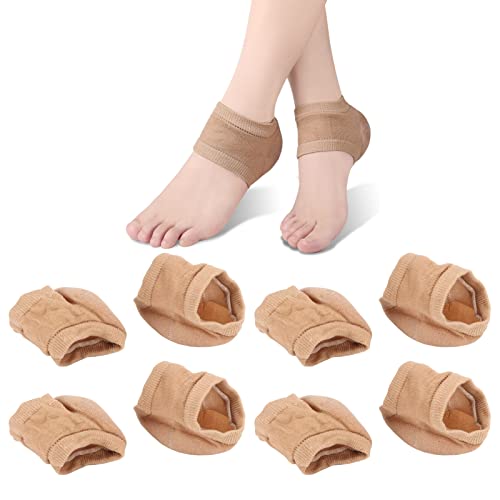 4 Pair Moisturizing Heel Socks, Stop Cracked Heels Toeless Spa Gel Socks Heel Socks Heel Repair Socks for Cracked Heels Dry Cracked Feet Foot Care (Skin Color)