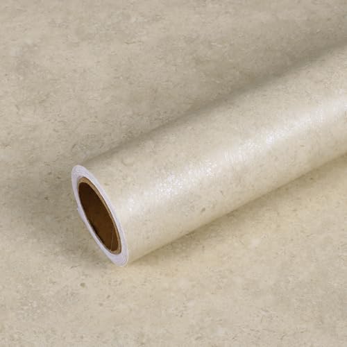 VEELIKE Cream Beige Granite Contact Paper for Countertops Waterproof Peel and Stick Countertop Contact Paper Granite Wallpaper 15.7''x118'' Beige Marble Counter Top Vinyl Wrap for Kitchen Bathroom