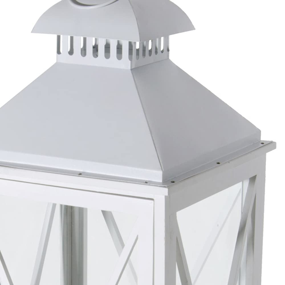 VERDELOOK | Arles, Lanterna da Giardino in Legno con Pareti in Vetro, 24x24 h65 cm, Bianco, Lanterna Decorativa