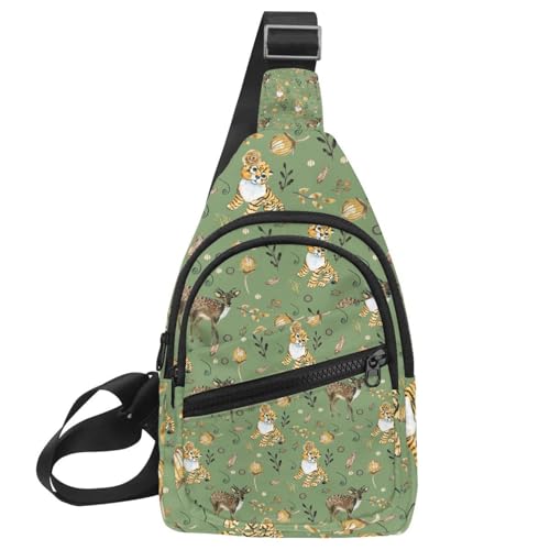 Sac à dos à bandoulière homme motif cerf tigre zippé et ajustable pour transporter vos essentiels