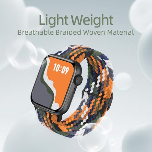 Image of 4 Pack Braided Stretchy Bands Compatible with Apple Watch 40mm 41mm 38mm 42mm 44mm 45mm 46mm 49mm Women Men, Breathable Nylon Elastic Daily Use Straps for iWatch Series 11 /10 9 8 7 6 5 4 3 SE /Ultra 2