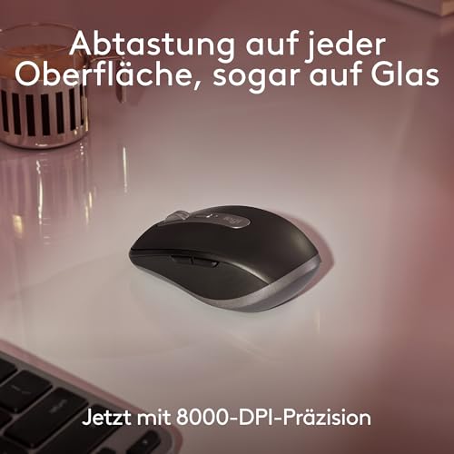 Logitech MX Anywhere 3S for Mac, kompakte kabellose Bluetooth-Maus, 8K-DPI-Abtastung auf jeder Fläche, leise Klicks, USB C, kabellose Maus für MacBook Pro, MacBook Air, iMac, iPad - Hellgrau 2